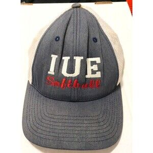 IUE Softball Trucker Hat Adjustable Snapback Gray White Red Embroidered